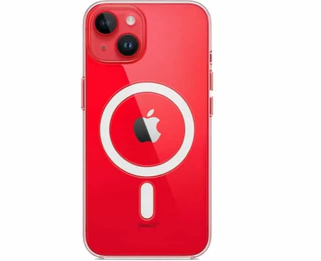 Coque de protection posée à côté d'un iPhone 14, dos vers l'objectif