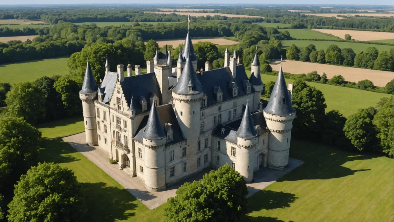 La façade néo-gothique du château de Gatines, à Issé, vue depuis le parc