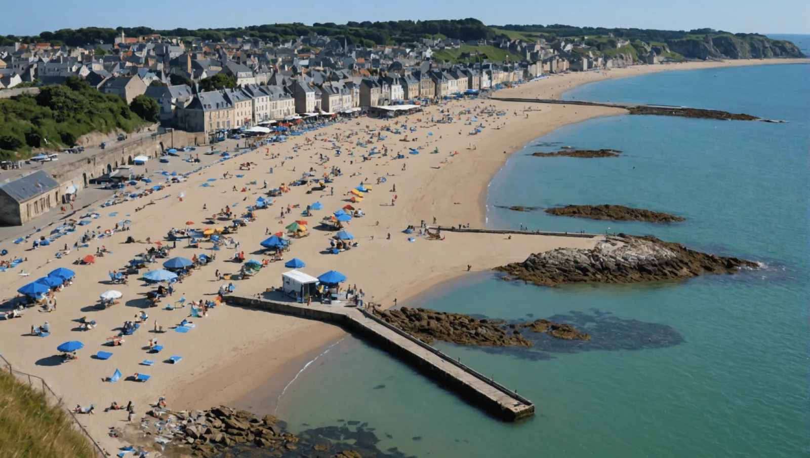 Haut de plage à Batz-sur-Mer, avec algues échouées et bois flotté sur le sable