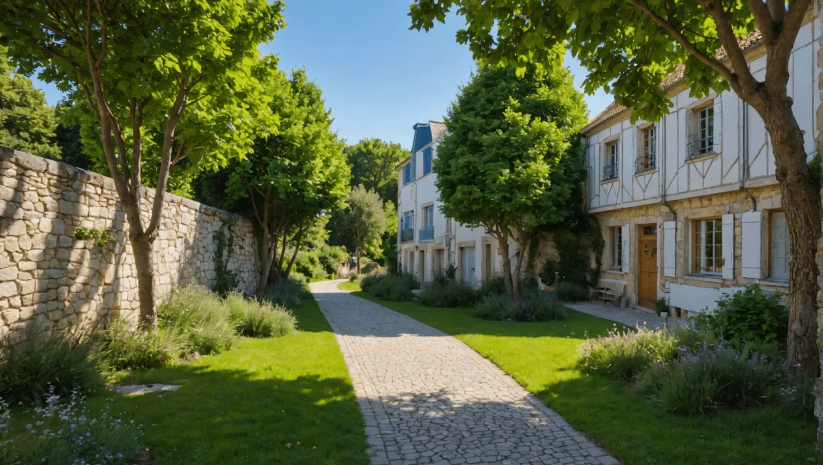 Rue résidentielle bordée de maisons dans un quartier pavillonnaire de Pornichet