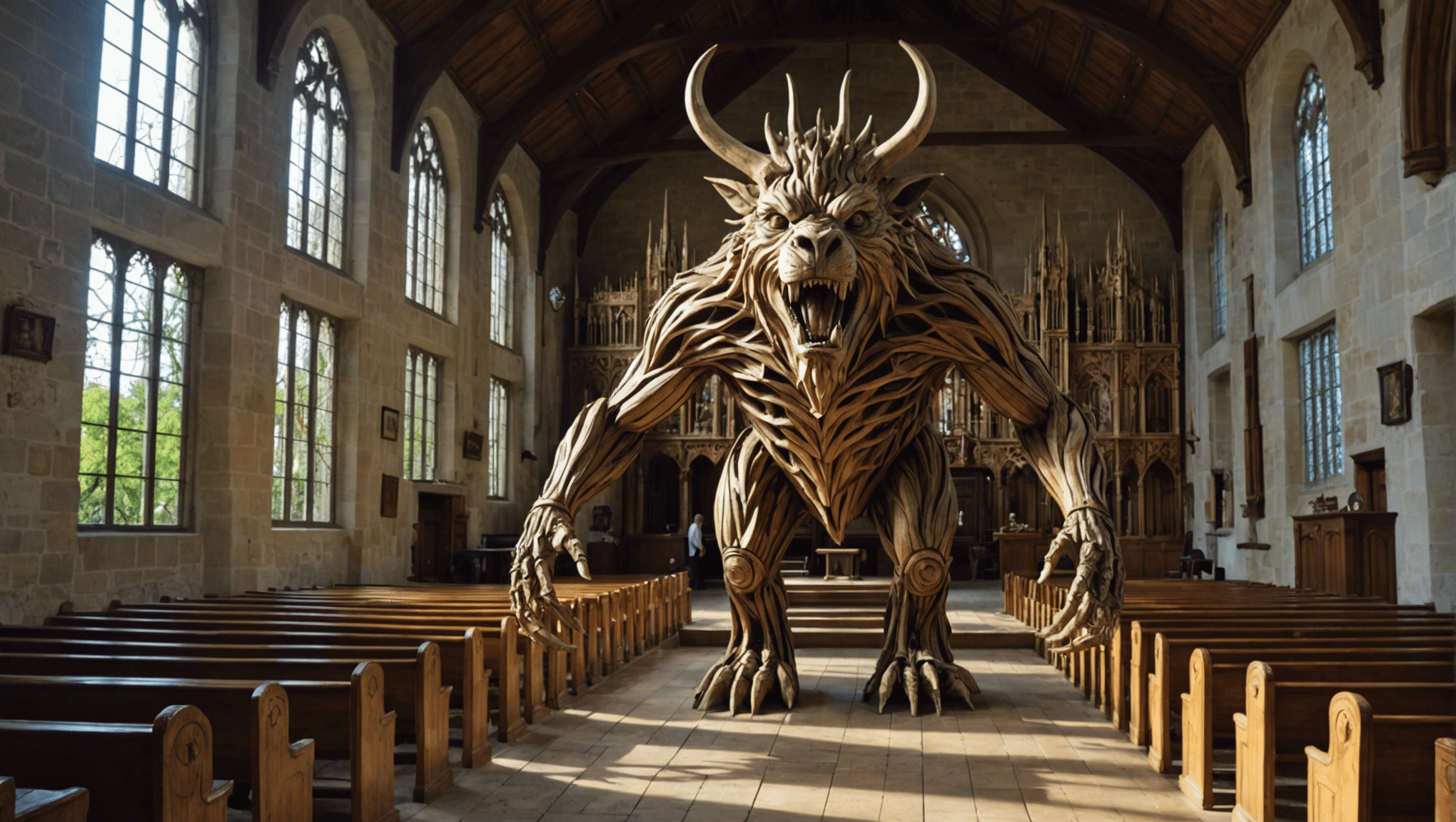 venez admirer les étonnantes créatures en bois de l'artiste cyrille briand lors de l'exposition à la chapelle sainte-marguerite de pornichet. entre art et magie, laissez-vous transporter par ces oeuvres exceptionnelles !