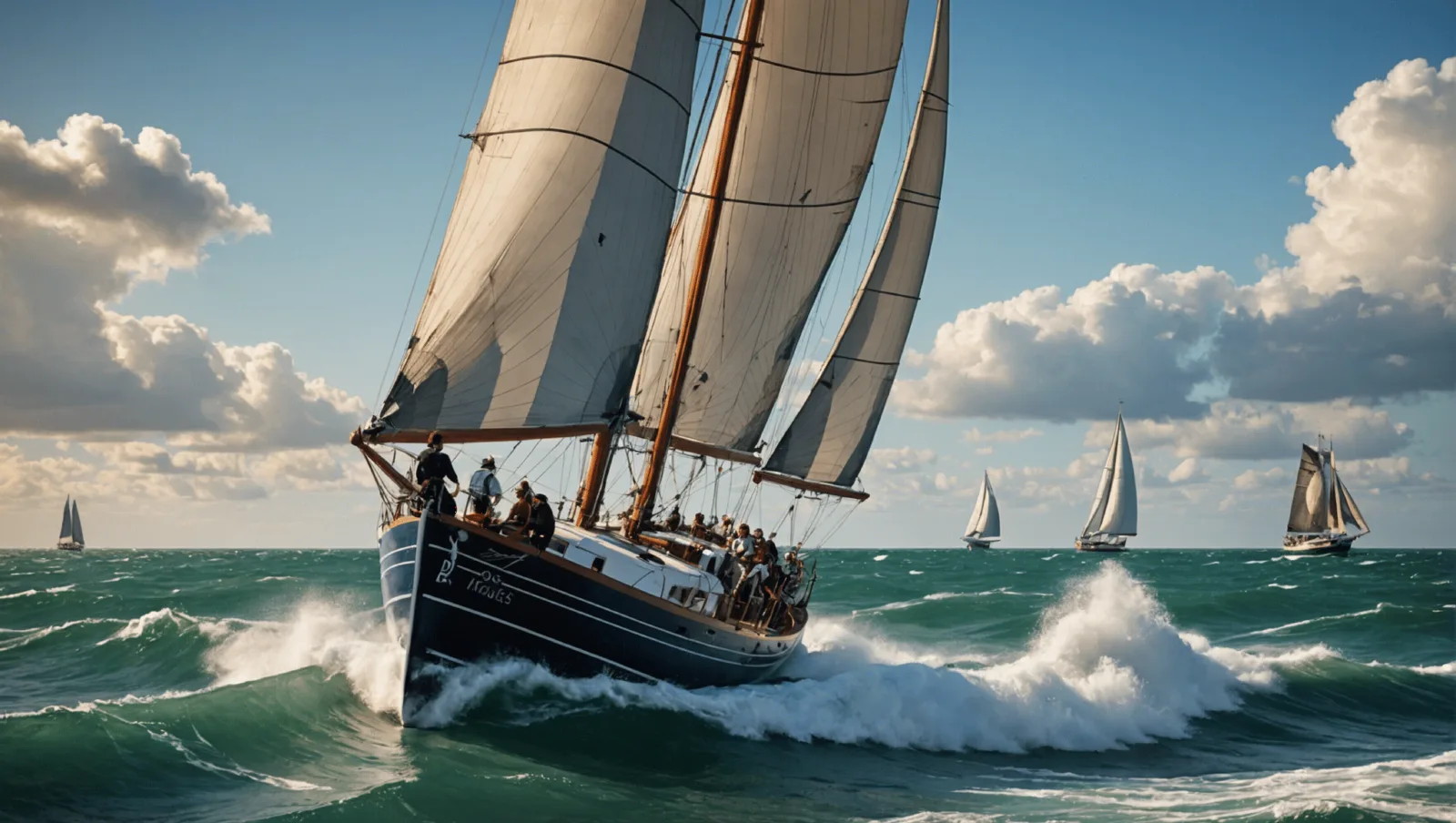 Trimaran de course sous voiles au large de Pornichet pendant une régate