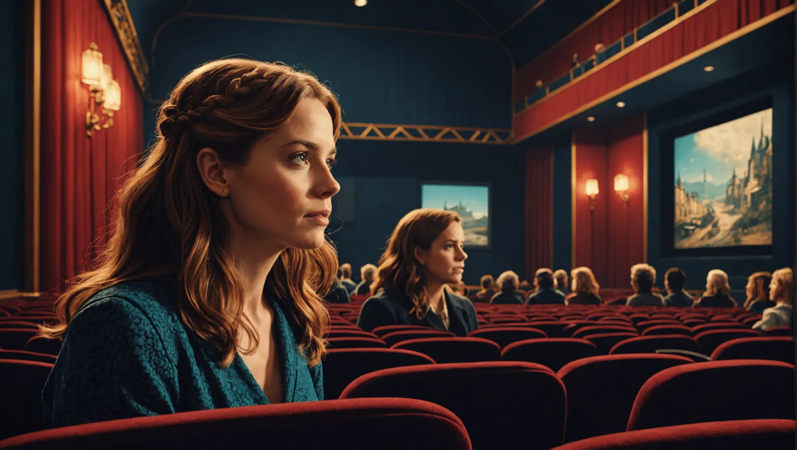 Panneaux d'exposition installés dans le bar du cinéma de Pornichet