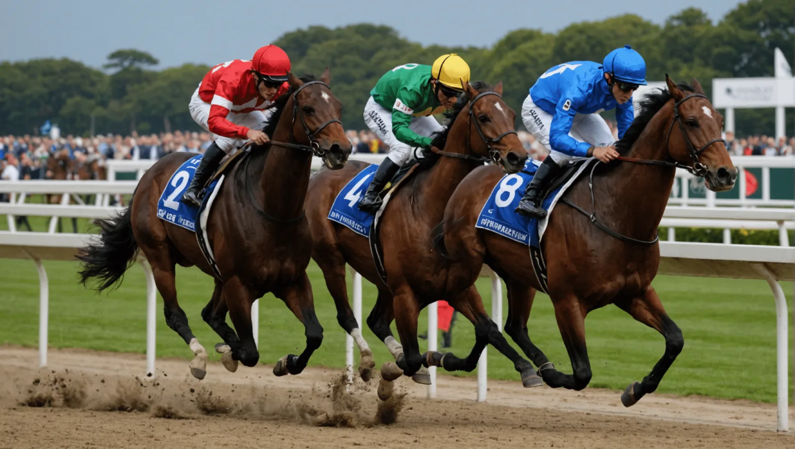 Trotteurs attelés lancés sur la piste éclairée de l'hippodrome de Pornichet-La Baule en soirée