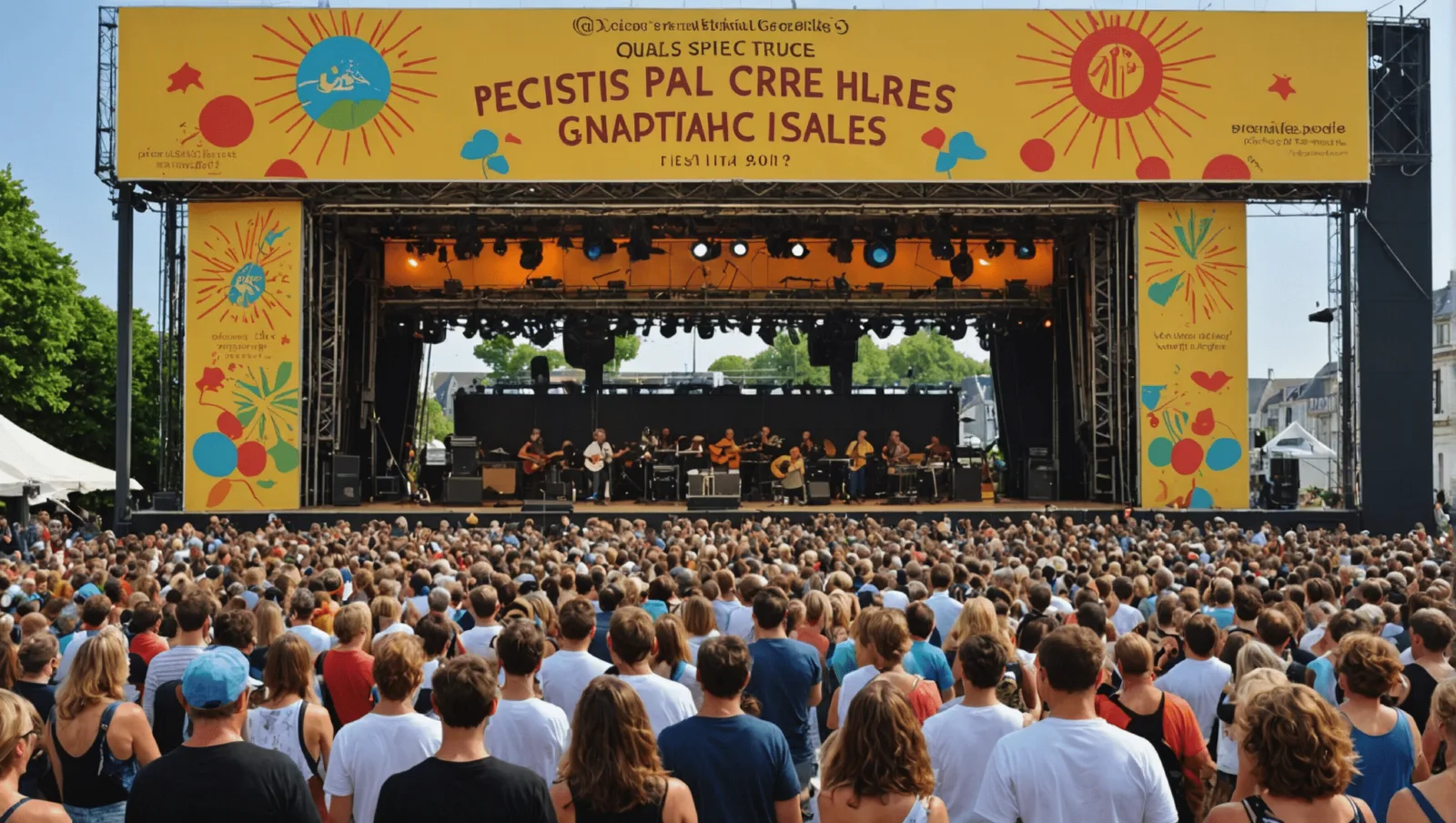 Spectacle de rue en plein air à Pornichet, public installé au sol un soir d'été