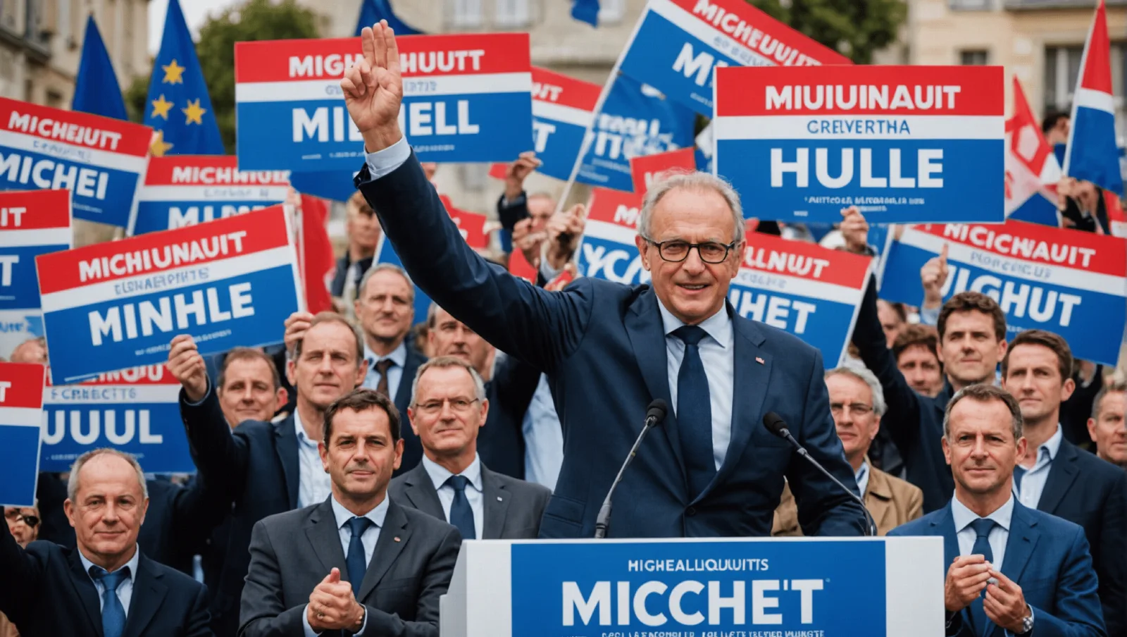 Un candidat aux législatives s'adresse à ses soutiens réunis dans une salle