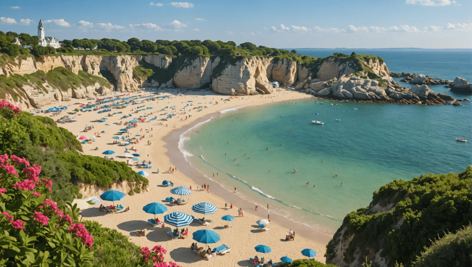 Photographies encadrées accrochées en plein air face à la plage de Pornichet