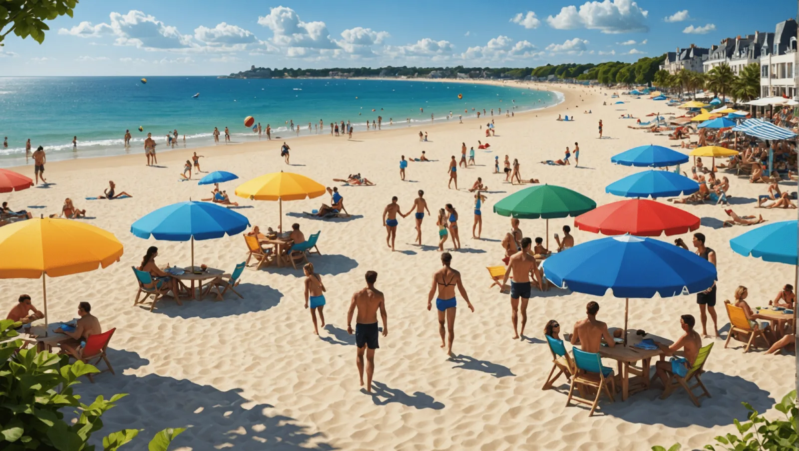 Terrain de beach-volley installé sur le sable en bord de mer