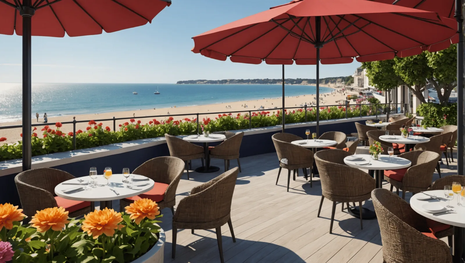 La terrasse de la Rotonde à Pornichet, ouverte face à la baie