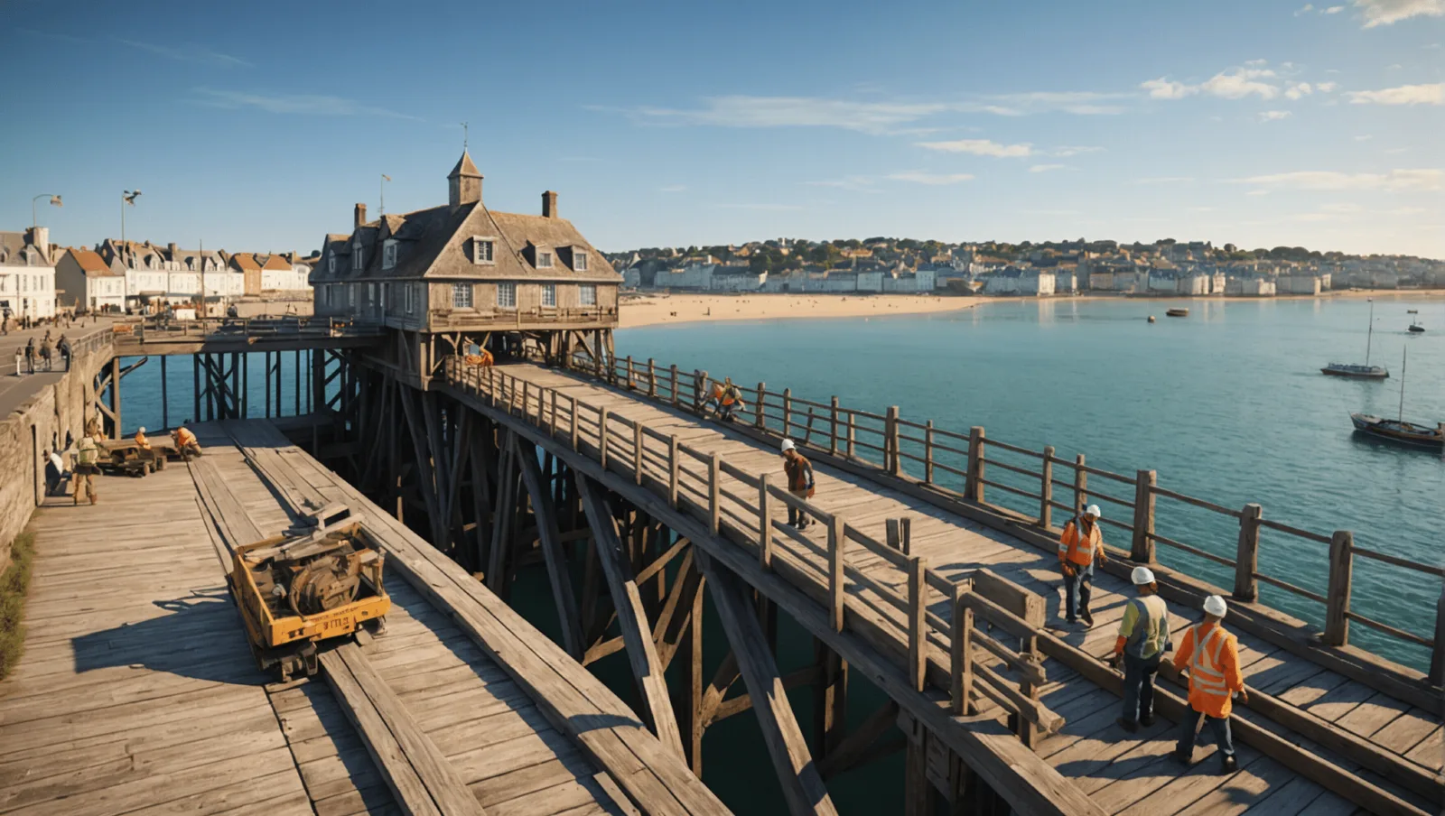 Le vieux môle de Pornichet, où la passerelle démolie en 2010 doit être reconstruite