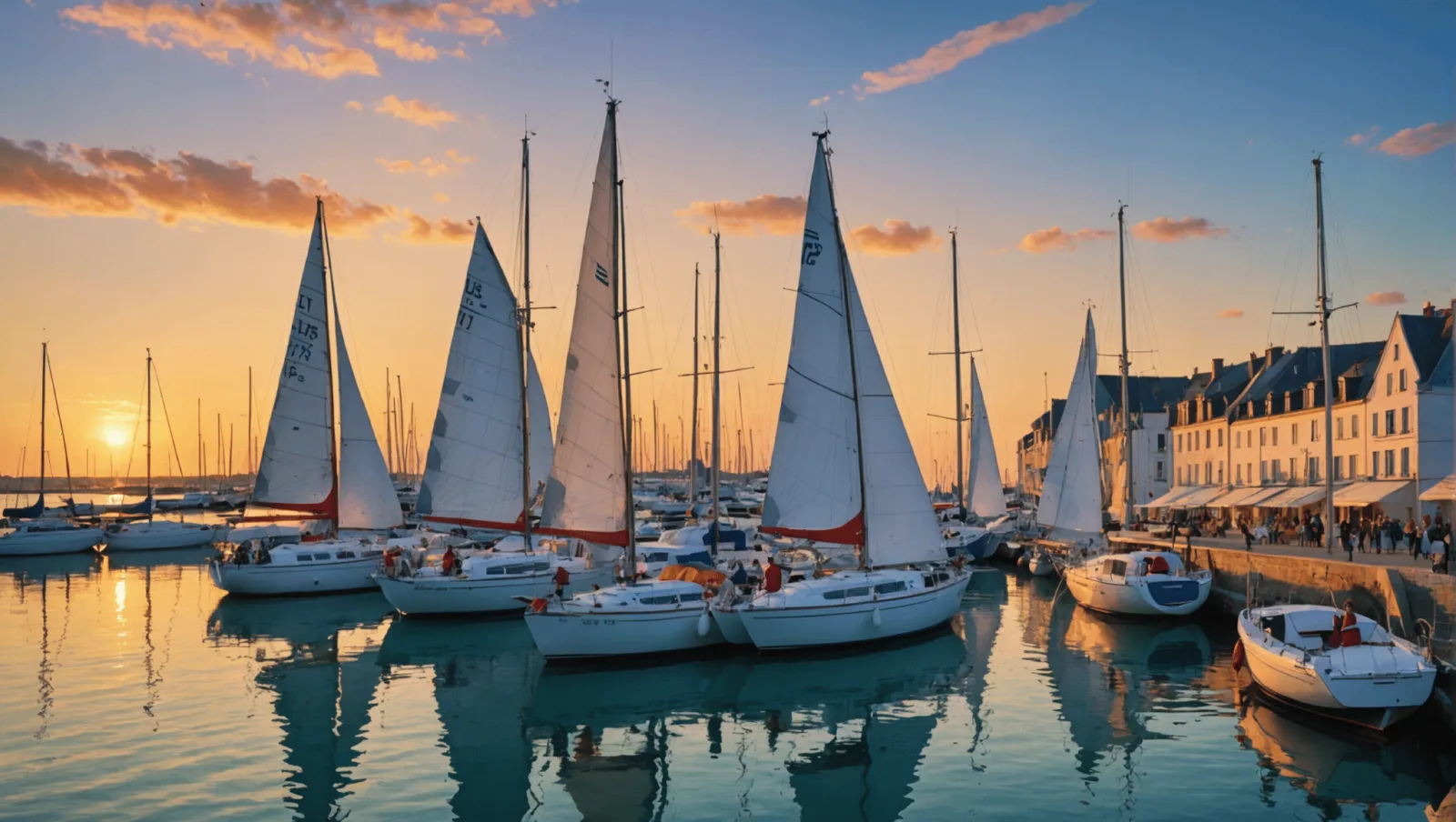Des enfants et leurs parents sur un quai du port de plaisance de Pornichet