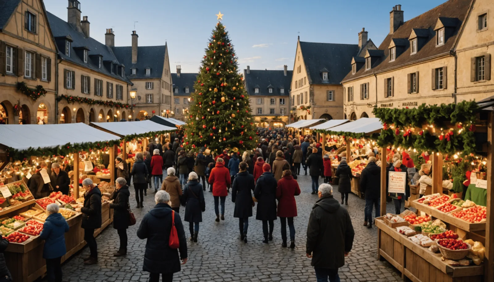 Stand de jouets et d'objets faits main sur un marché de Noël solidaire