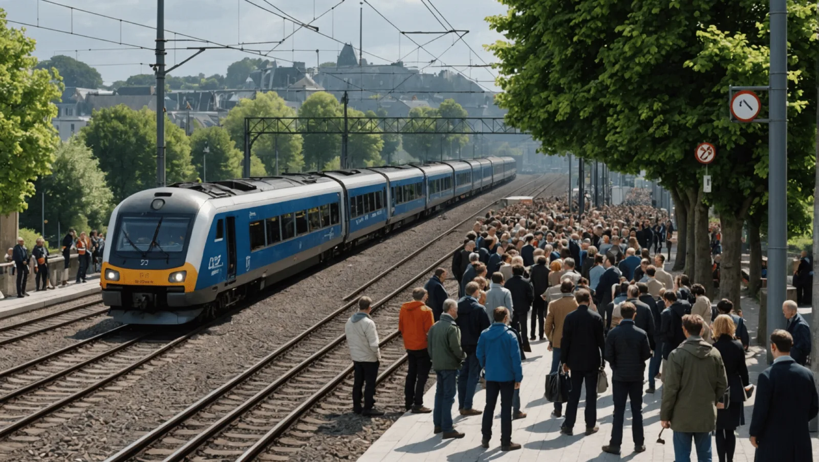 Un train TER à quai en gare, sur la ligne du littoral entre Saint-Nazaire et Le Croisic
