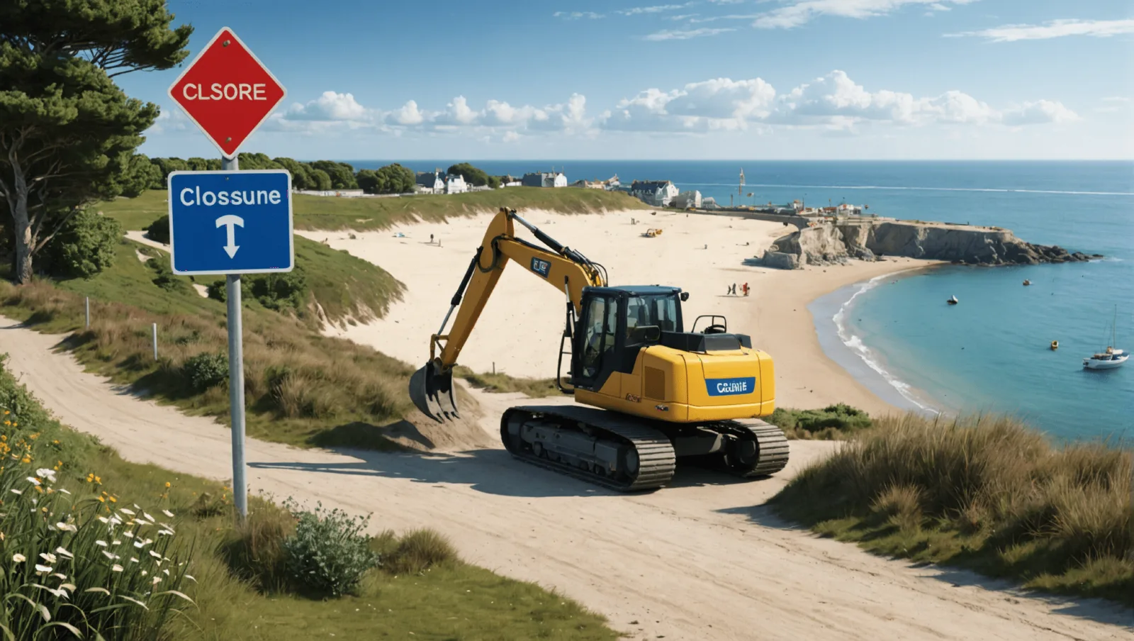 Le platelage en bois du sentier littoral longeant la plage de Bonne Source, à Pornichet