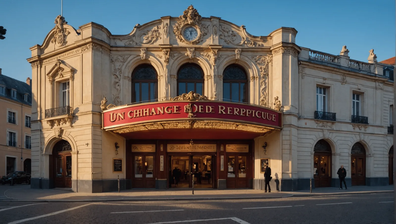 Scène et rangées de sièges vides d'une petite salle de théâtre