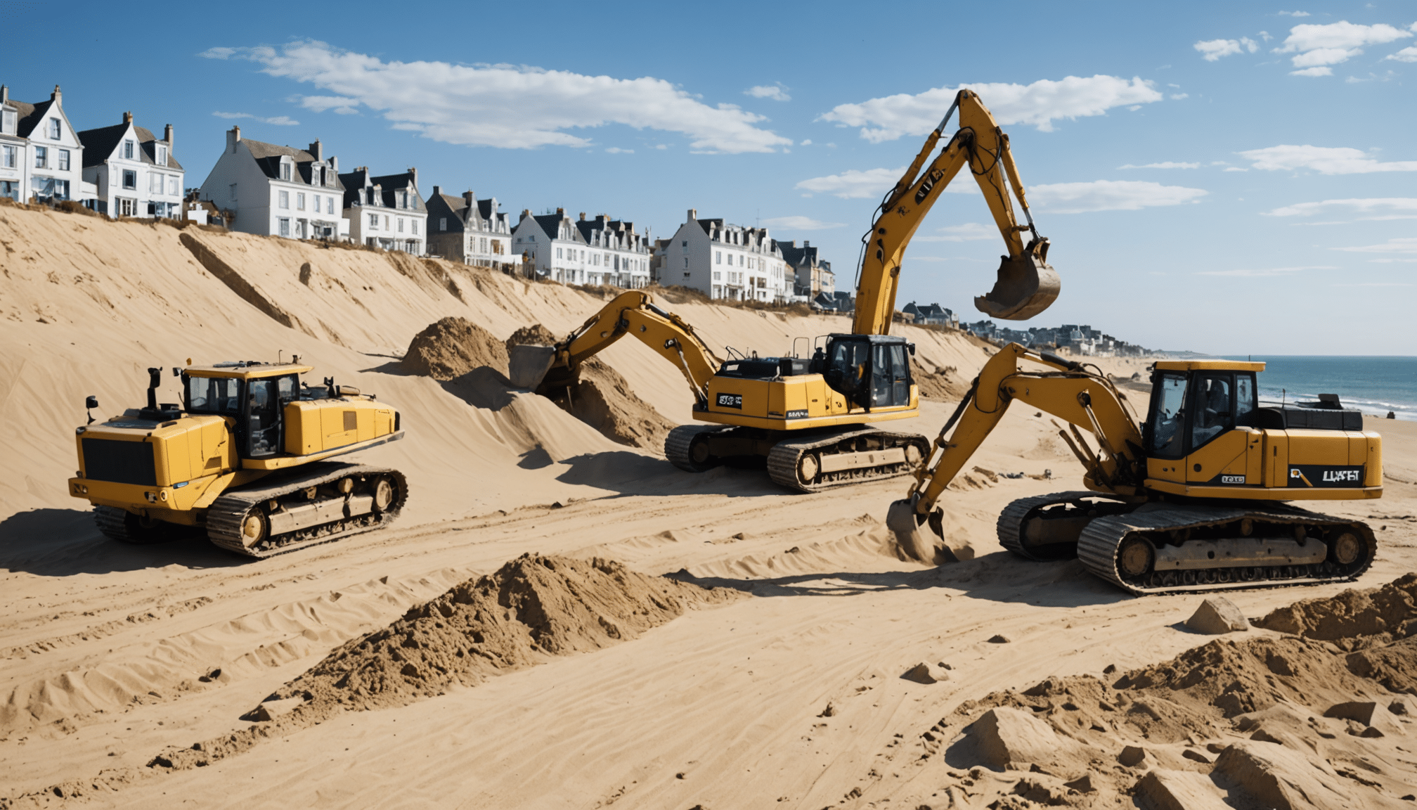 à pornichet, assistez à la démolition et à la reconstruction de la dune, un projet ambitieux qui démarre ce lundi avec l'utilisation de bulldozers et de chenillettes. découvrez les enjeux environnementaux et paysagers de cette initiative.