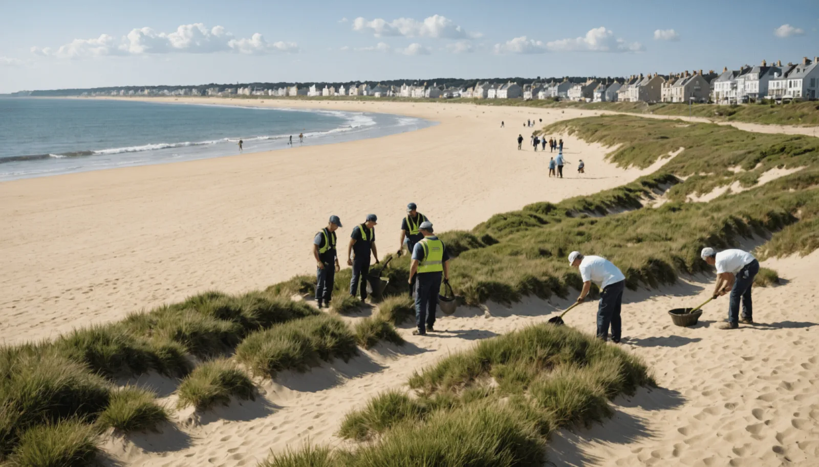 Touffes de graminées et sable nu sur la dune du port d'échouage à Pornichet