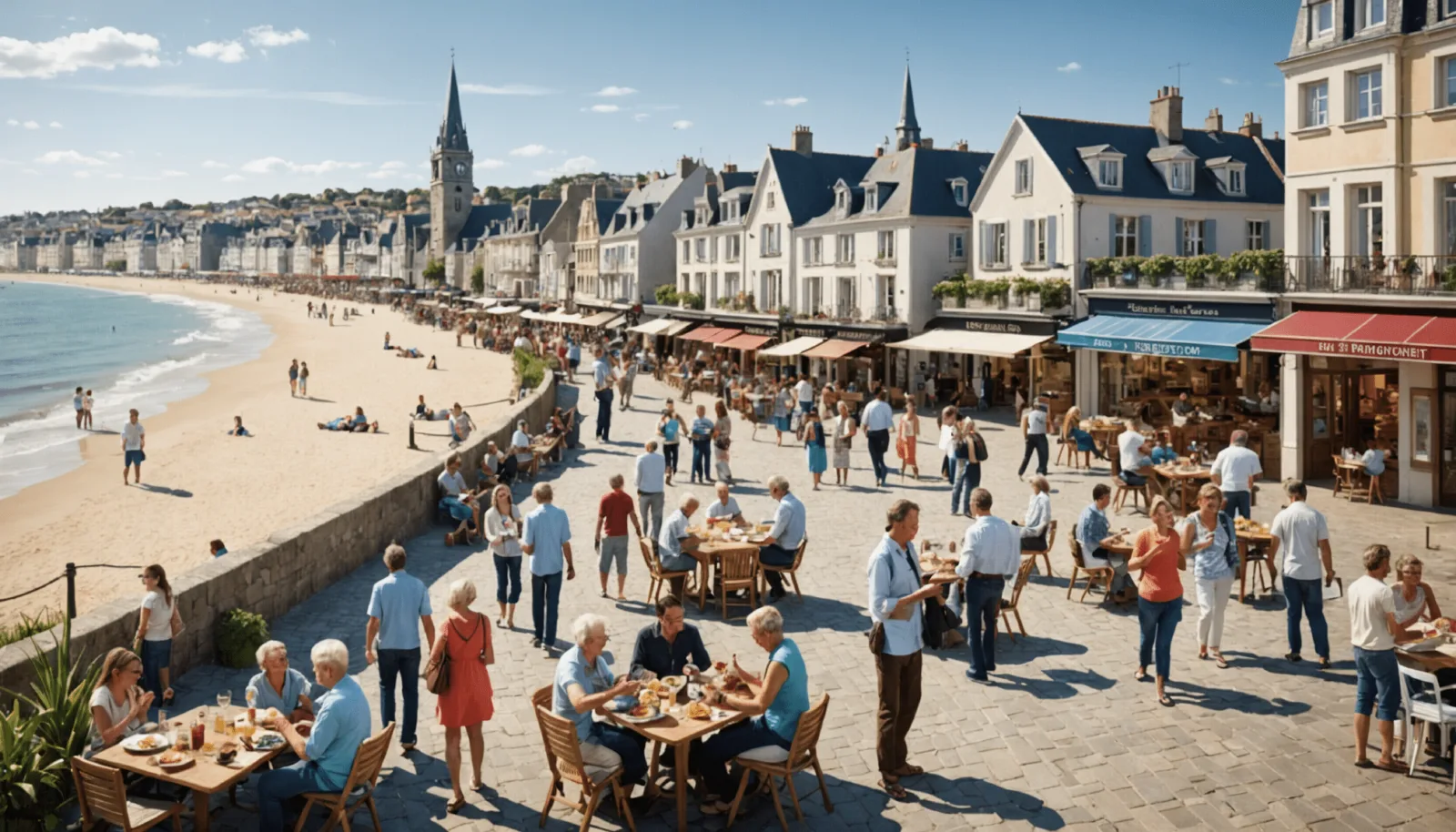 Vue aérienne du front de mer de Pornichet et de ses quartiers résidentiels