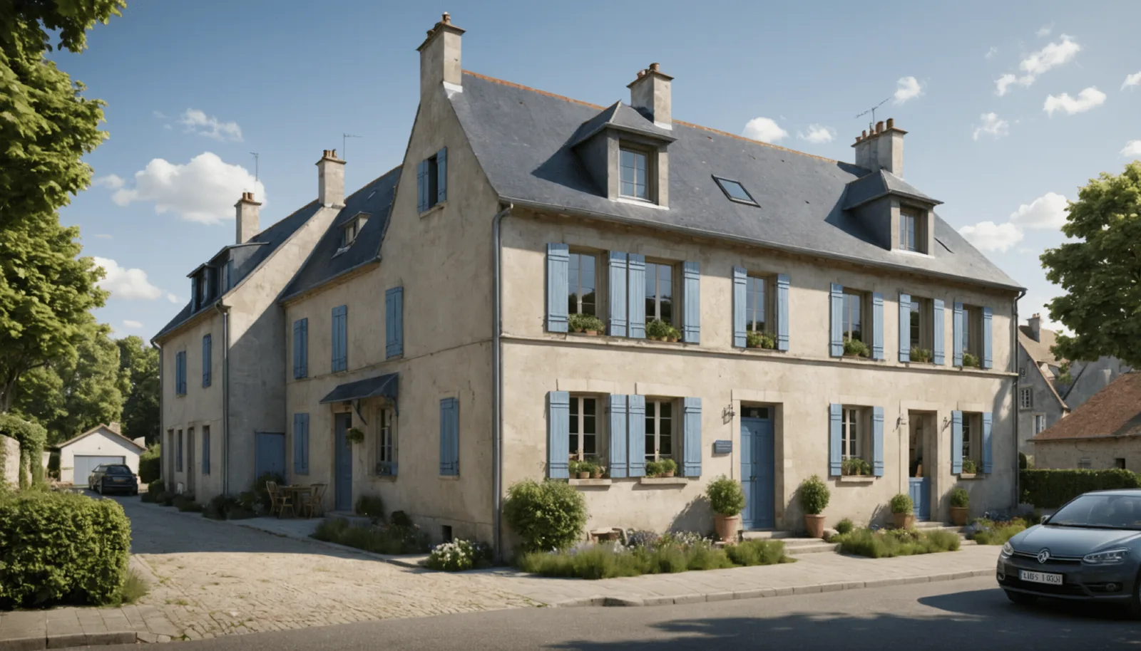 Maison surélevée d'un étage dans un quartier pavillonnaire de la côte