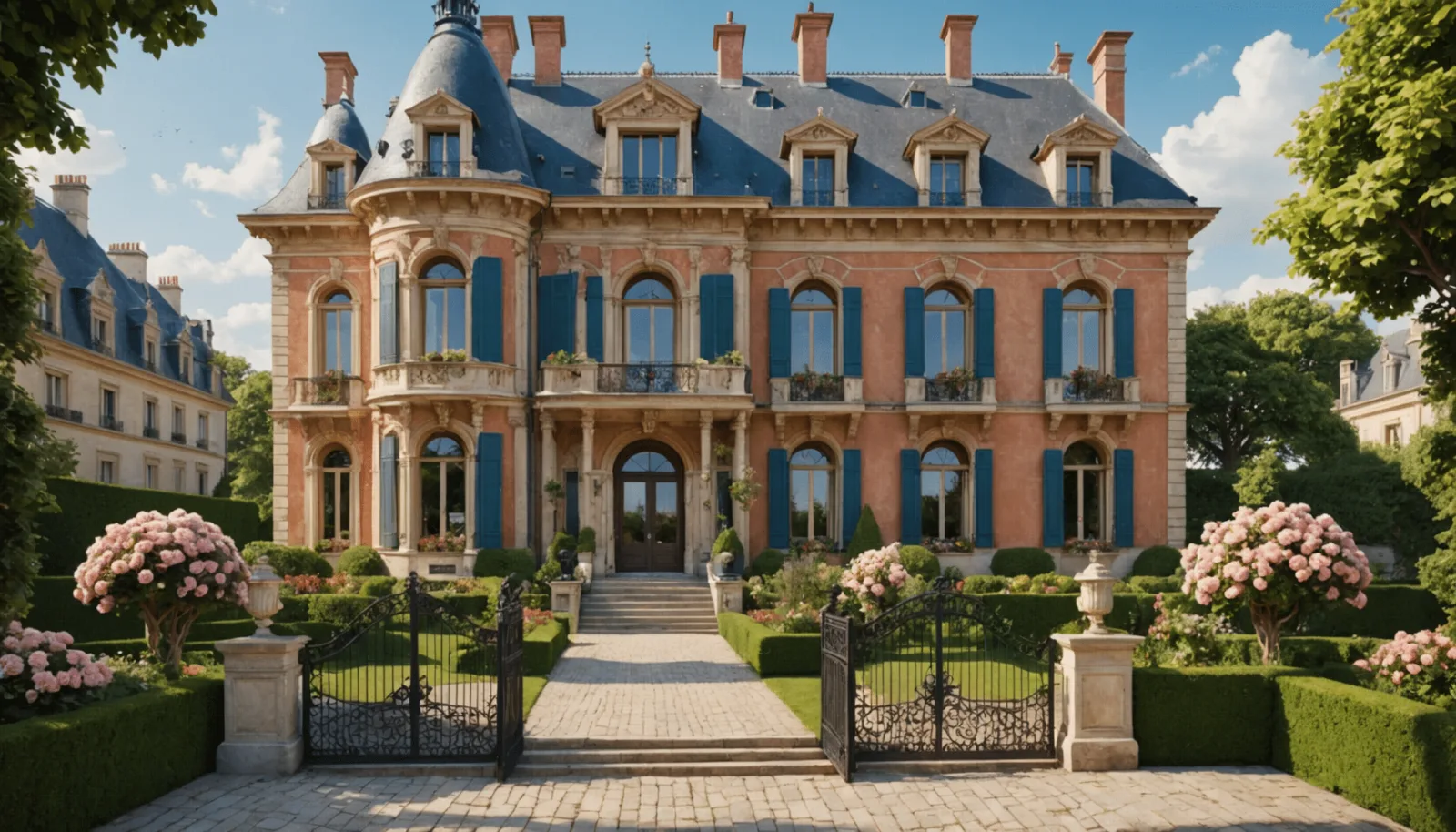 Façade d'une villa balnéaire ancienne avec bow-window et toiture d'ardoise