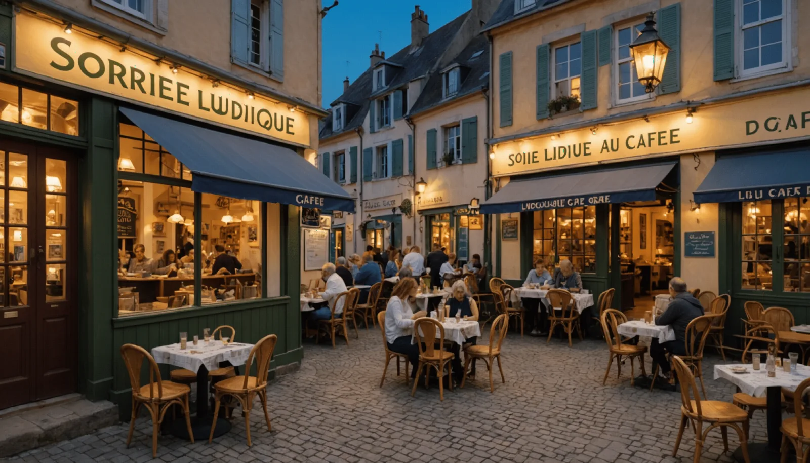 Table de café couverte de boîtes de jeux de société, plusieurs joueurs autour d'un plateau