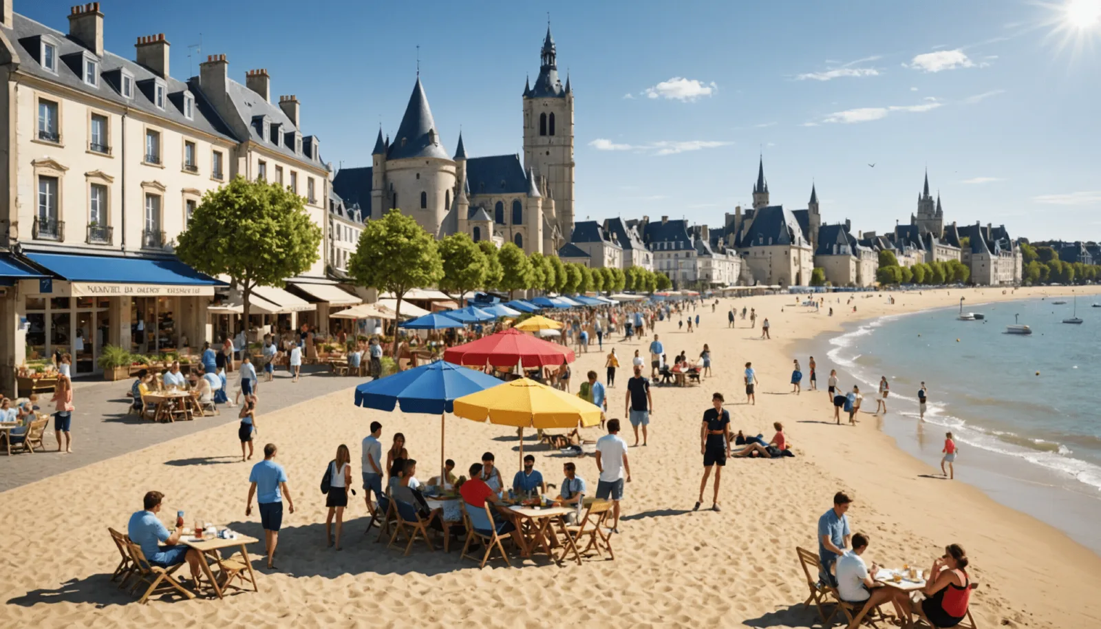 Front de mer d'une station balnéaire de Loire-Atlantique en début de saison