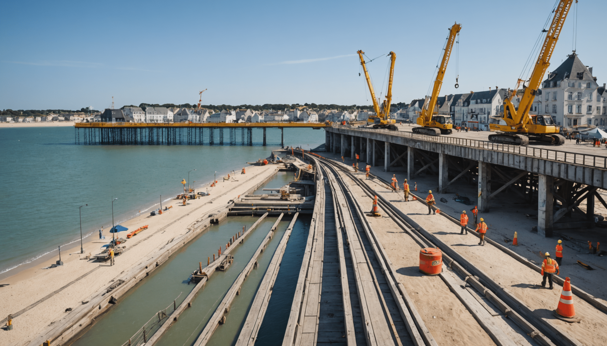 découvrez la transformation spectaculaire du vieux môle de pornichet avec la construction de sa nouvelle passerelle. un projet qui allie patrimoine et modernité, offrant aux habitants et visiteurs une expérience unique au bord de l'eau.