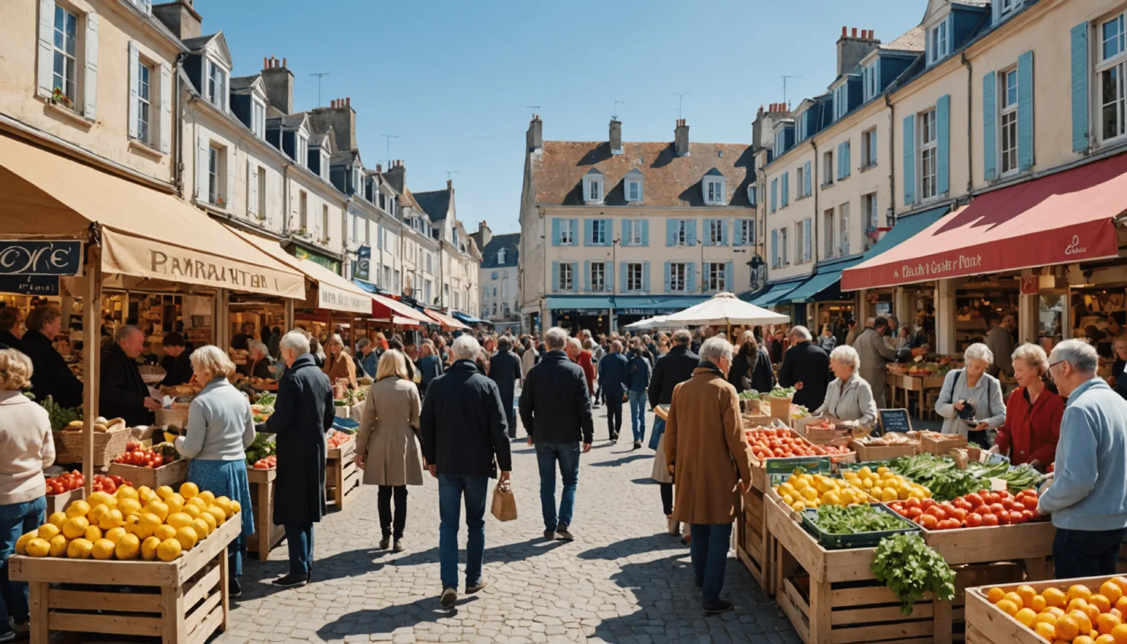 Une table dressée en extérieur avec des cafés, devant un immeuble du centre-ville de Pornichet