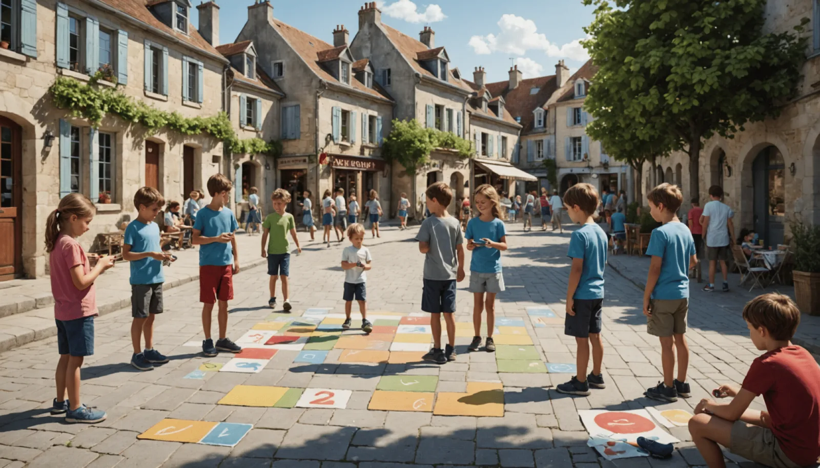 Des enfants jouent dehors sur un terrain herbeux, sans écran à portée de main