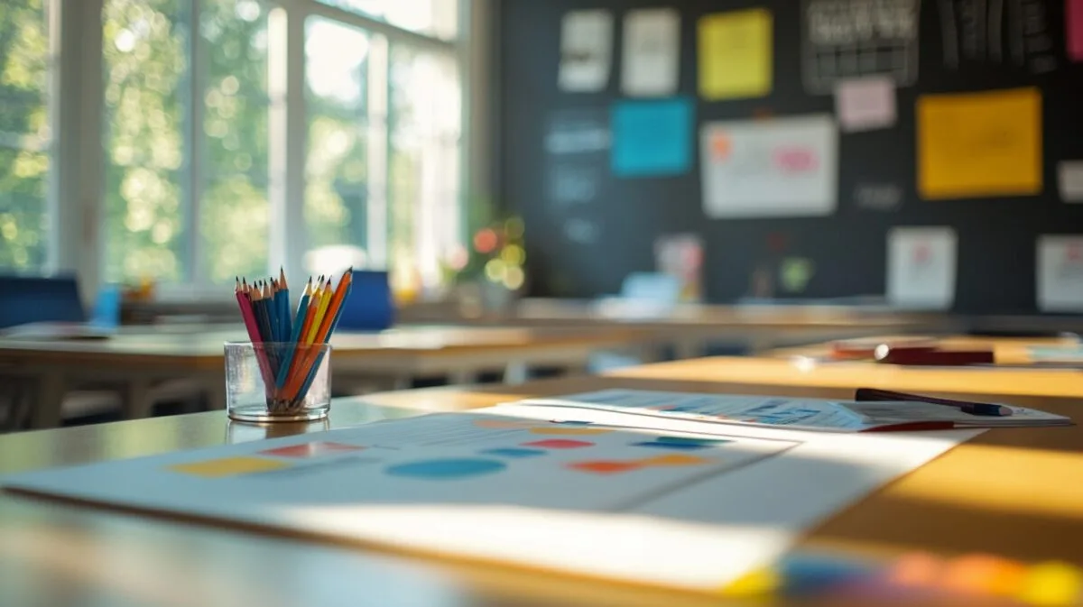 Étudiants en design graphique travaillant sur des maquettes dans un atelier