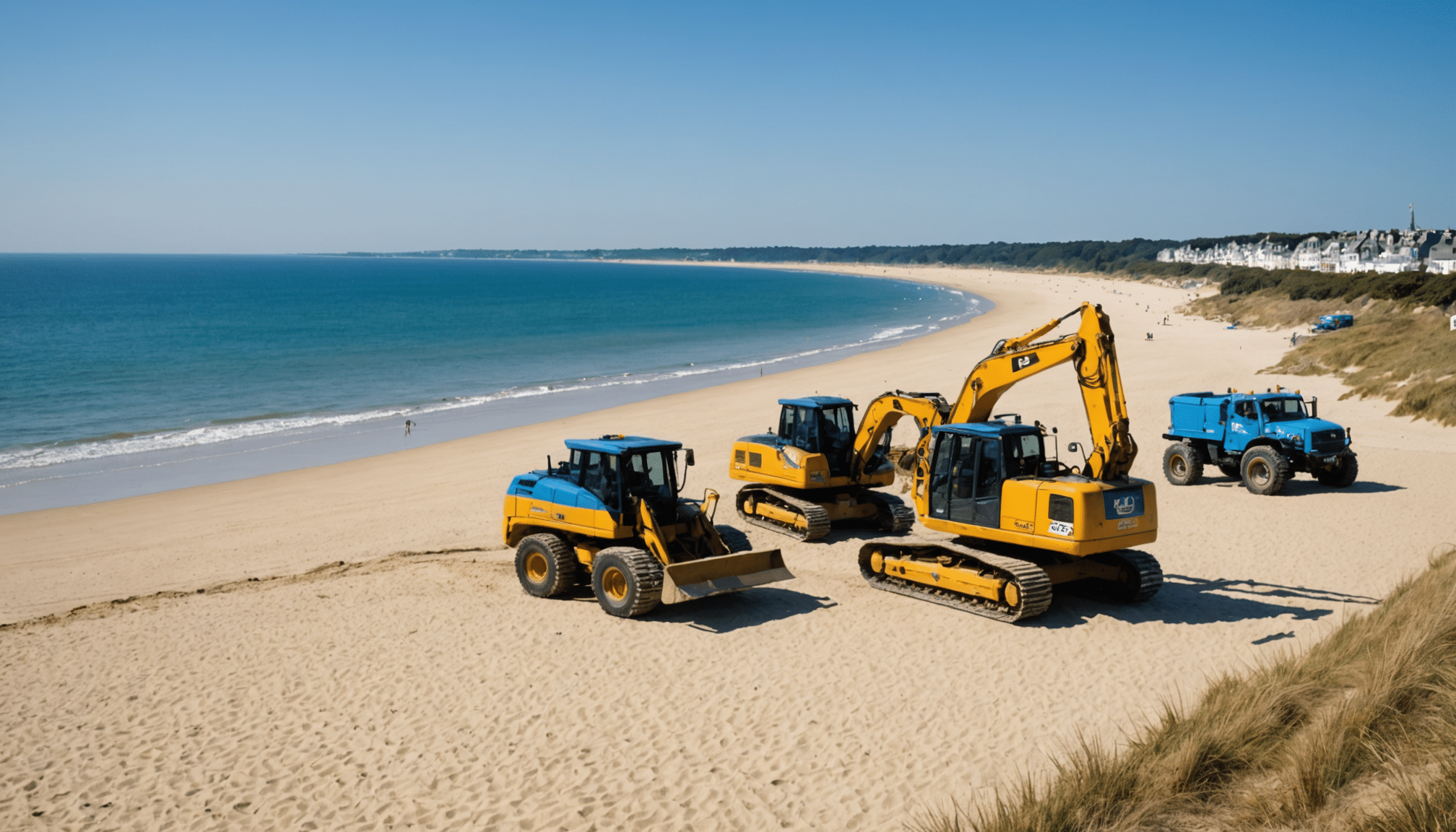 découvrez l'effervescence sur les plages de pornichet à la baule : un ballet de pelleteuses prépare le littoral pour la saison estivale. suivez les travaux d'aménagement qui redessinent le paysage côtier avant l'arrivée de l'été.