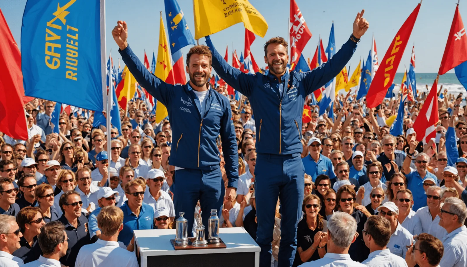 Un mini 6.50 de course sous voile au portant, gîté, dans une mer formée