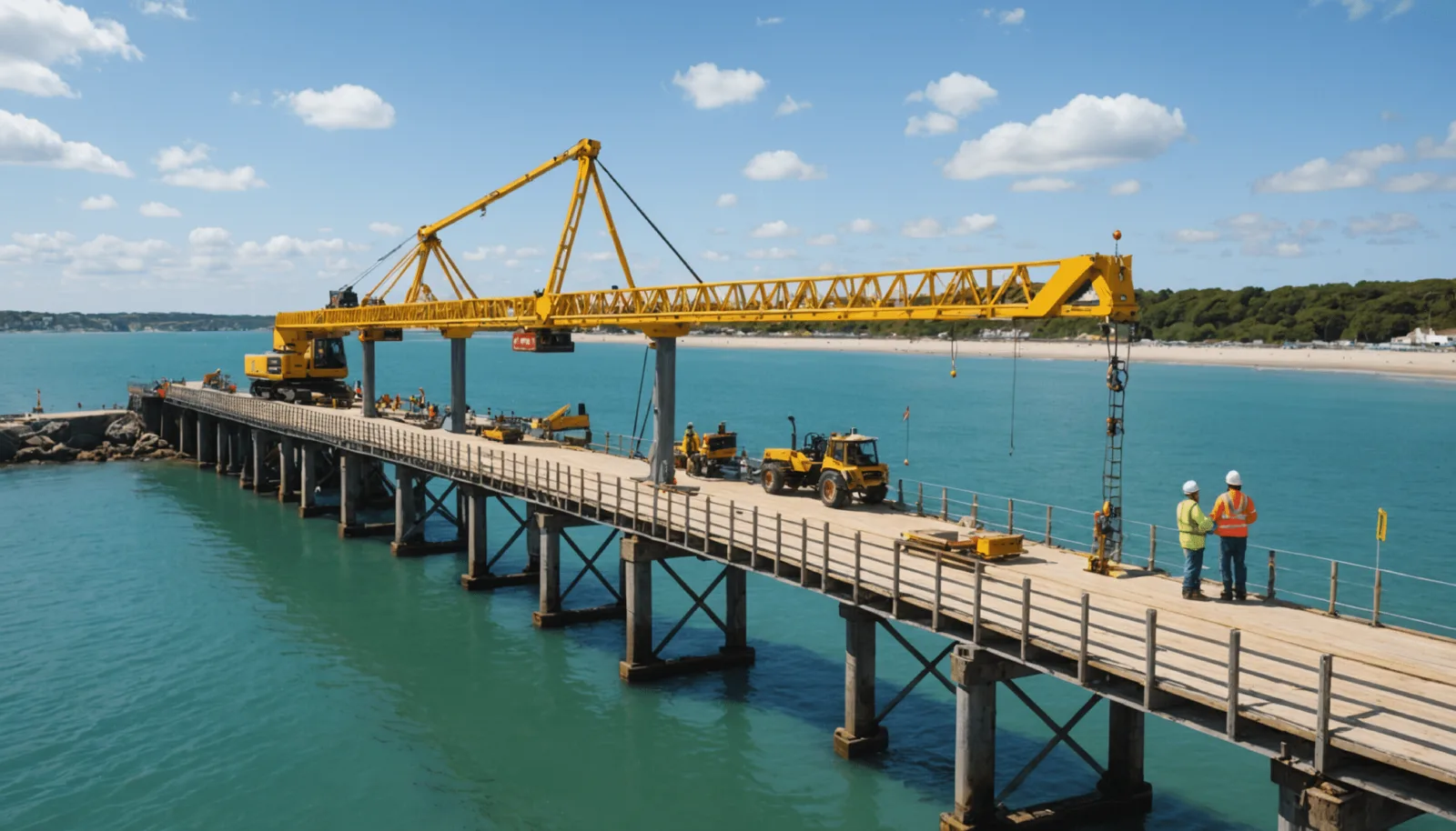 Segments métalliques de la passerelle déposés sur la dune du port d'échouage à Pornichet
